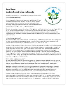 Fiche d’information – L’enregistrement des variétés au Canada